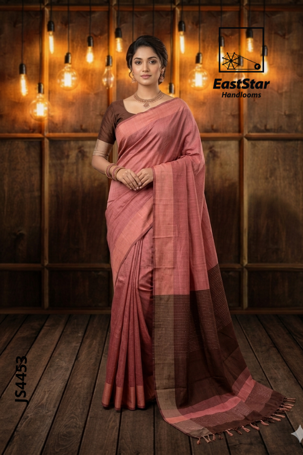Rose Pink Handloom Silk Saree JS4453 Rose Pink Handloom Silk Saree JS4453