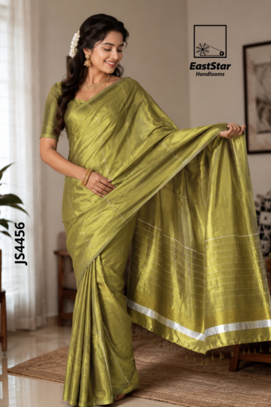 Olive Green  Handloom Silk Saree JS4456