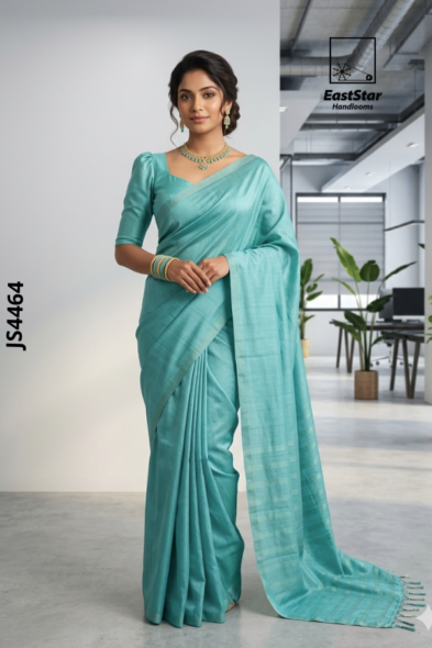 Sea-Green Handloom Silk Saree JS4464