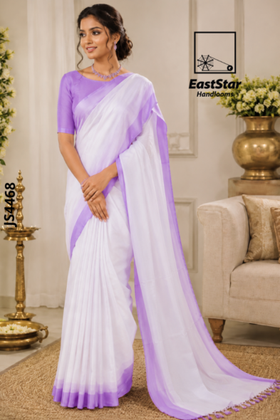 White Handloom Silk Saree JS4468