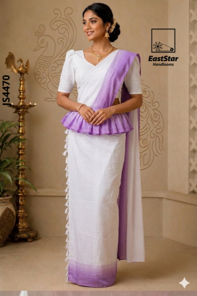 White Handloom Silk Saree JS4470