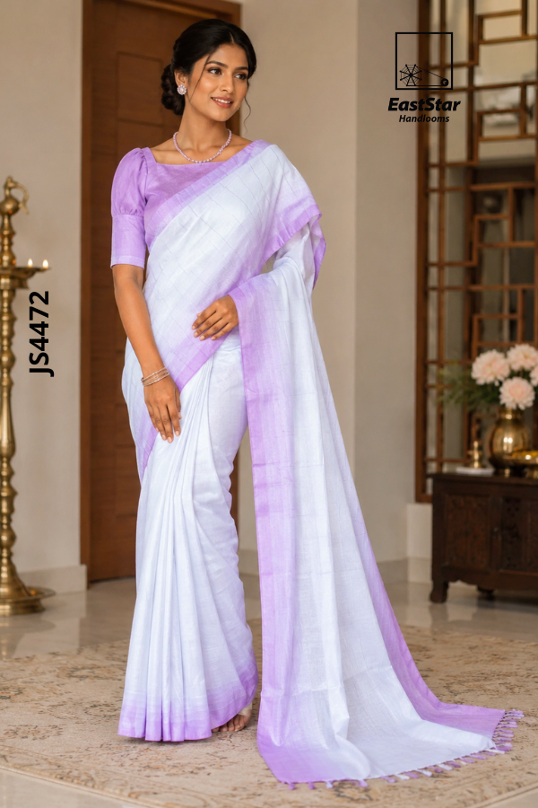 White Handloom Silk Saree JS4472 White Handloom Silk Saree JS4472