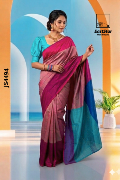Multi Colour Handloom Silk Saree JS4494