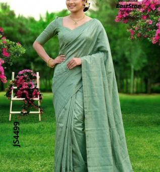 Sage Green Handloom Silk Saree JS4499