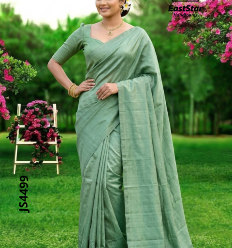 Sage Green Handloom Silk Saree JS4499