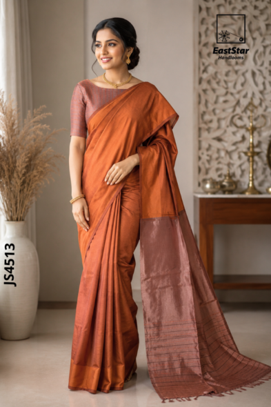 Light Brown  Handloom Silk Saree JS4513