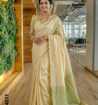 Cream Handloom Silk Saree JS4517
