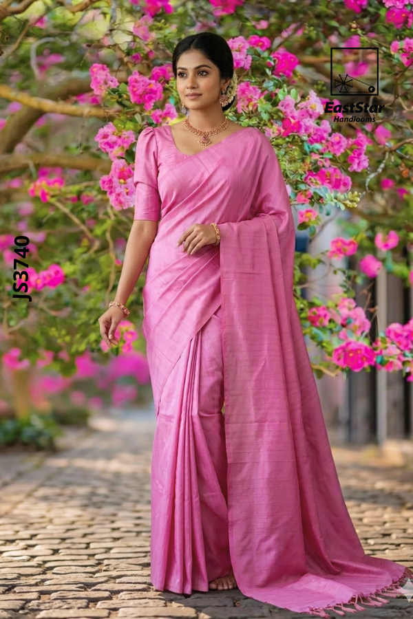 Pink Handloom Silk Saree JS3740 Pink Handloom Silk Saree JS3740