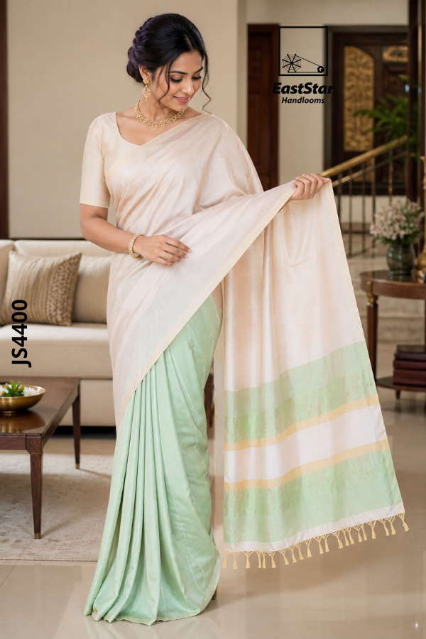 Two Tone  Handloom Silk Saree JS4400