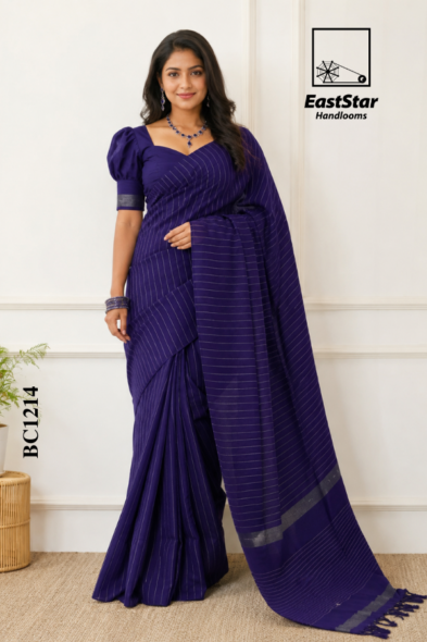 Purple Handloom Cotton Saree BC1214