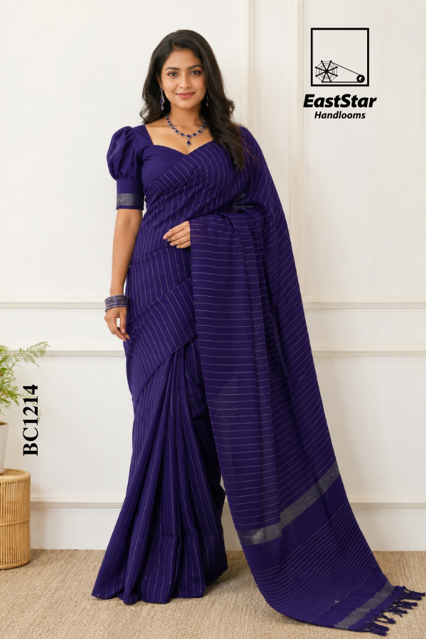 Purple Handloom Cotton Saree BC1214 Purple Handloom Cotton Saree BC1214