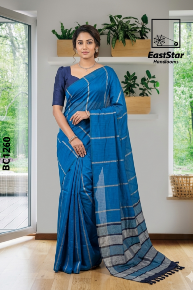 Royal Blue Handloom cotton Saree BC1260
