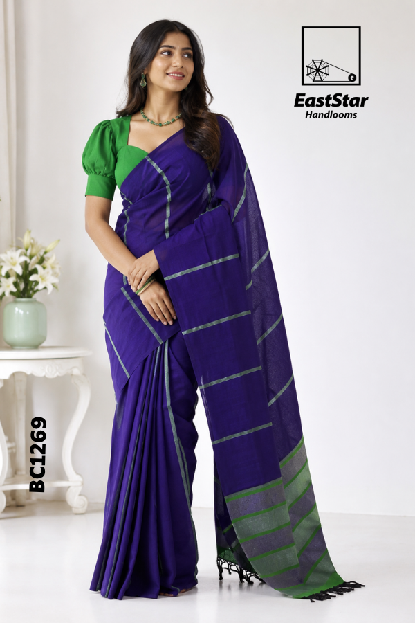 Purple Handloom Cotton  Saree BC1269
