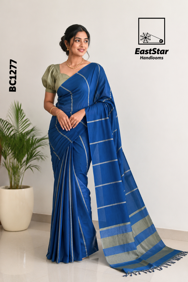 Blue Handloom Cotton Saree BC1277