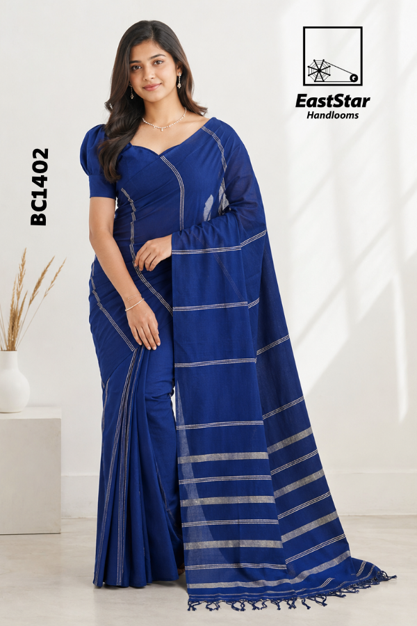 Royal Blue Handloom Cotton Saree BC1402