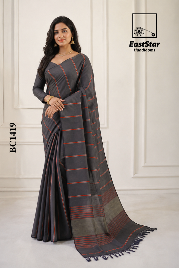 Ash Handloom Cotton Saree BC1419 Ash Handloom Cotton Saree BC1419