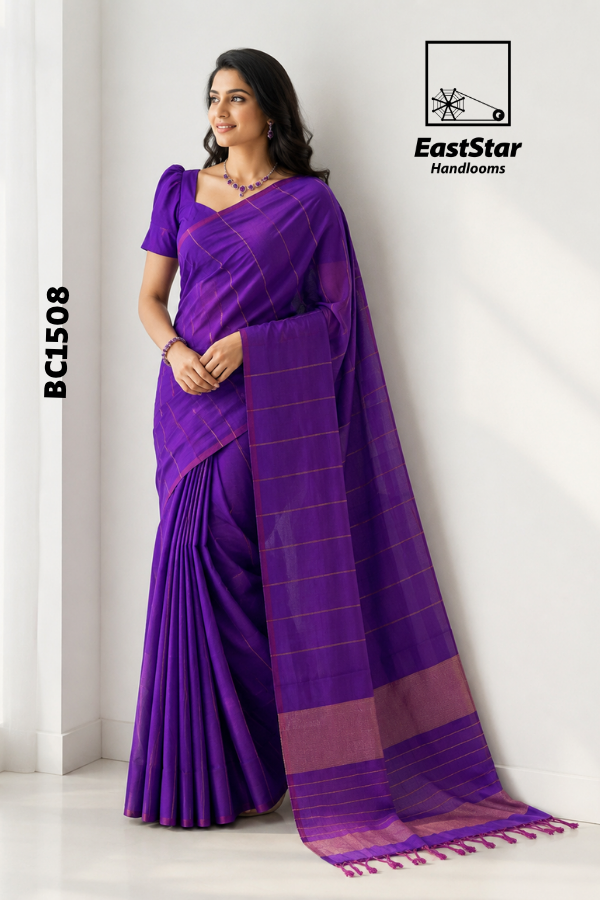Purple Handloom Cotton Saree BC1508