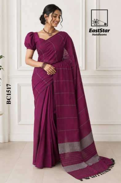 Magenta  Handloom Cotton Saree BC1517