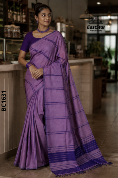 Lavender-Purple  Handloom Cotton Saree BC1631
