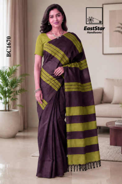 Deep Plum Handloom Cotton Saree BC1670
