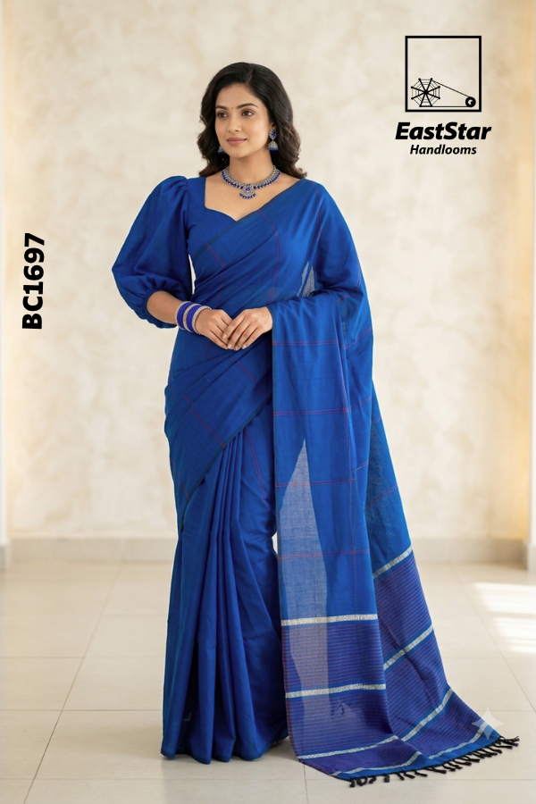 Blue Handloom Cotton  Saree BC1697