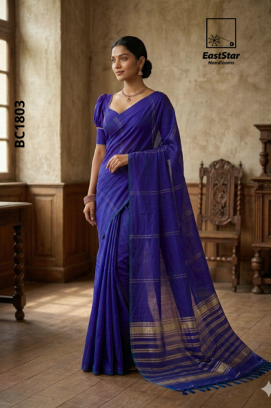 Royal Blue Handloom Cotton Saree BC1803