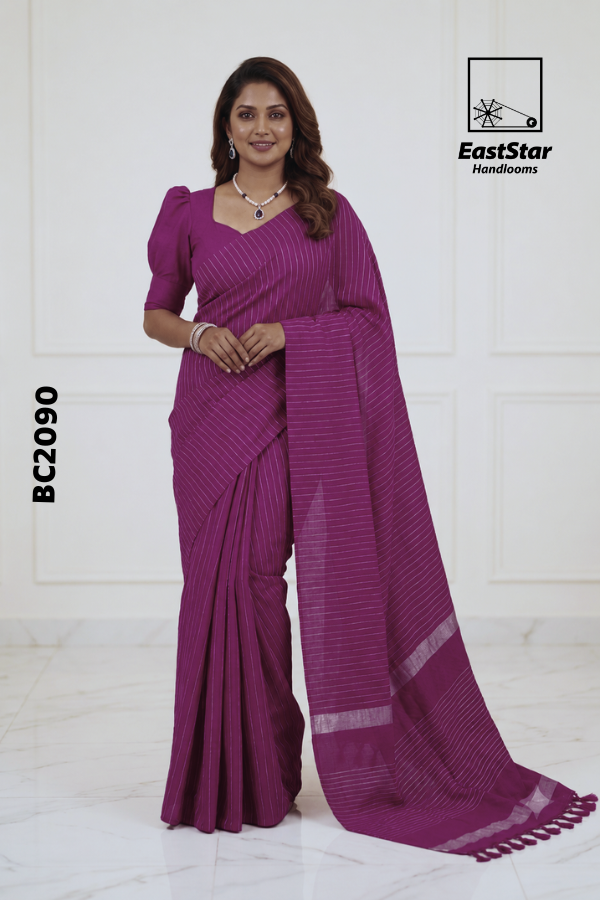 Magenta Handloom Cotton  Saree BC2090