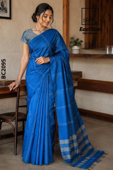 Blue Handloom Cotton Saree BC2095