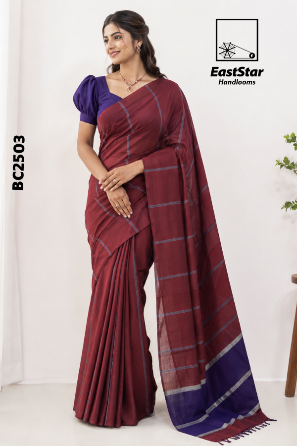 Maroon Handloom Cotton Saree BC2503