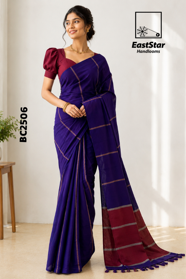 Purple Handloom Cotton Saree BC2506