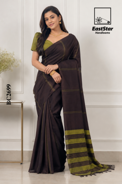 Brown  Handloom Cotton Saree BC2699
