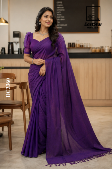 Purple Handloom Cotton Saree DC3360