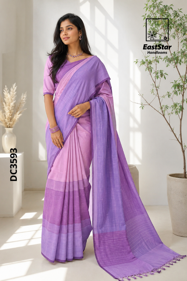Lavender Handloom Cotton Saree DC3593 Lavender Handloom Cotton Saree DC3593