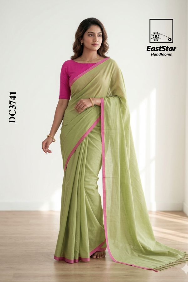 Light Pistachio Green Handloom Cotton Saree DC3741 Light Pistachio Green Handloom Cotton Saree DC3741