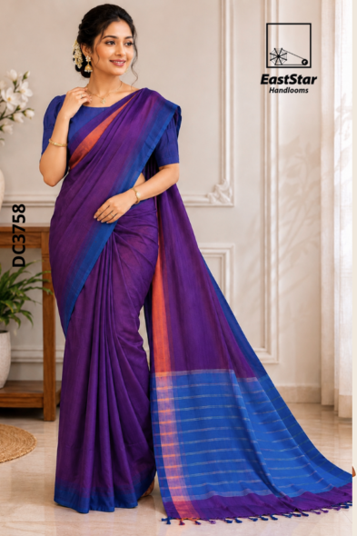 Purple  Handloom cotton Saree DC3758