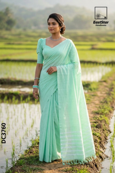 Mint Green   Handloom Cotton Saree DC3760