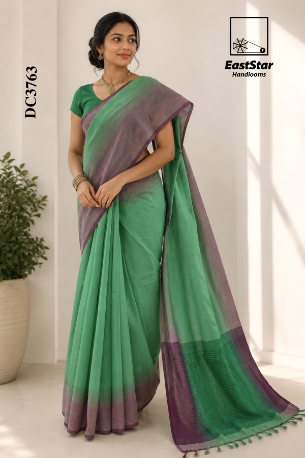 Mint Green Handloom Cotton Saree DC3763 Mint Green Handloom Cotton Saree DC3763