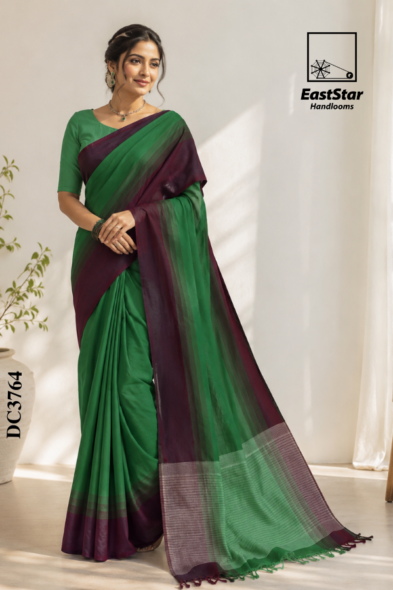 Emerald Green Handloom Cotton Saree DC3764