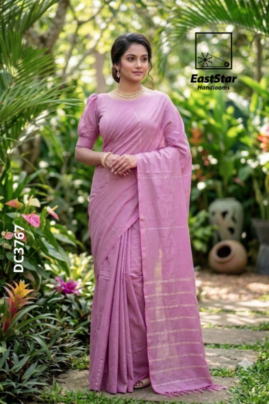 Pink Handloom Cotton Saree DC3767