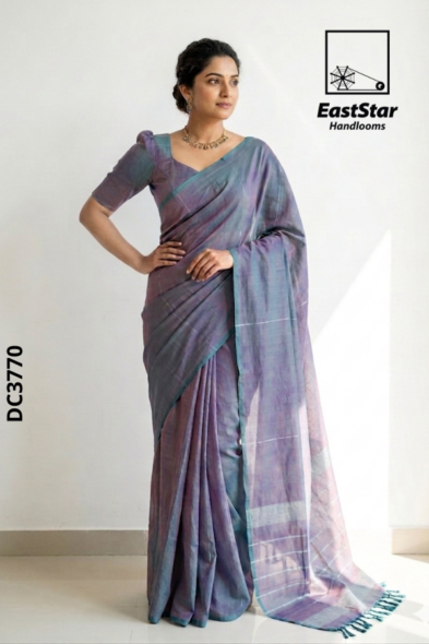 Lavender Purple Handloom Cotton Saree DC3770