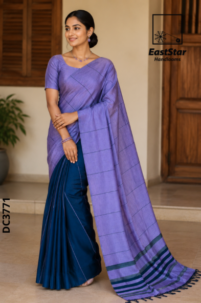 Lavender Purple Handloom Cotton Saree DC3771
