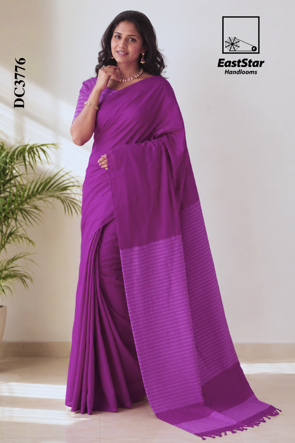 Royal Purple Handloom Cotton Saree DC3776 Royal Purple Handloom Cotton Saree DC3776