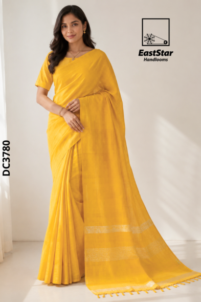 Yellow  Handloom Cotton Saree DC3780