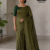 Olive Green  Handloom Cotton Saree DC3783