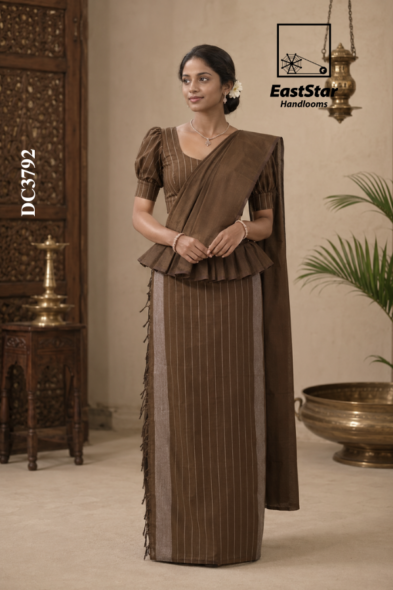 Brown  Handloom Cotton Saree DC3792