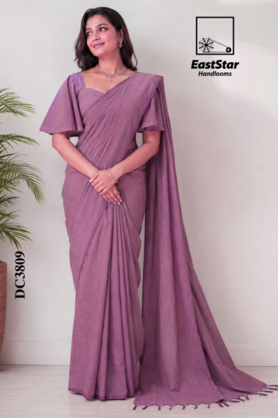 Dusty Mauve-Purple  Handloom Cotton Saree DC3809