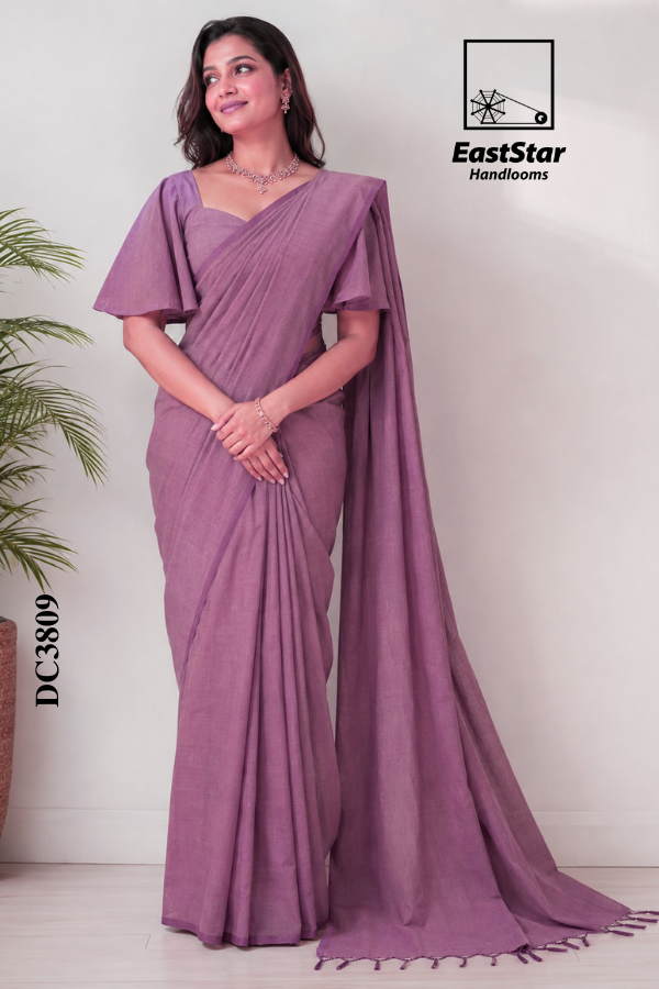 Dusty Mauve-Purple Handloom Cotton Saree DC3809 Dusty Mauve-Purple Handloom Cotton Saree DC3809