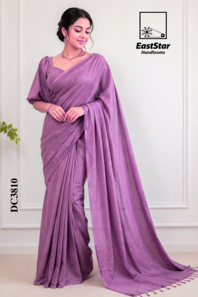 Dusty Lavender-Purple Handloom Cotton Saree DC3810