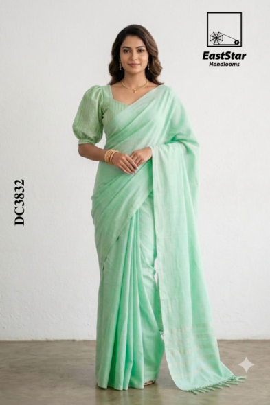 Mint Green  Handloom Cotton  Saree DC3832