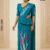Teal Blue  Embroidery Cotton Saree EMC2239